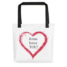 Load image into Gallery viewer, Jesus Loves You Heart Tote
