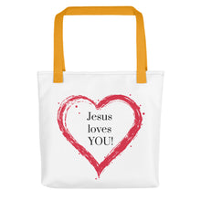 Load image into Gallery viewer, Jesus Loves You Heart Tote
